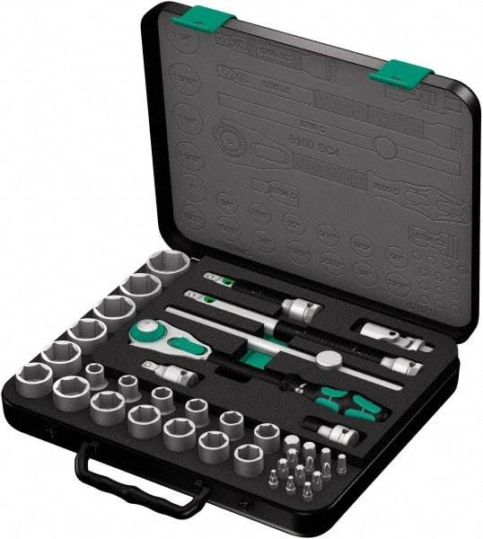 Wera - 37 Piece 1/2" Drive Socket & Bit Set - Comes in Molded Steel Case with High Density Foam Insert - Caliber Tooling