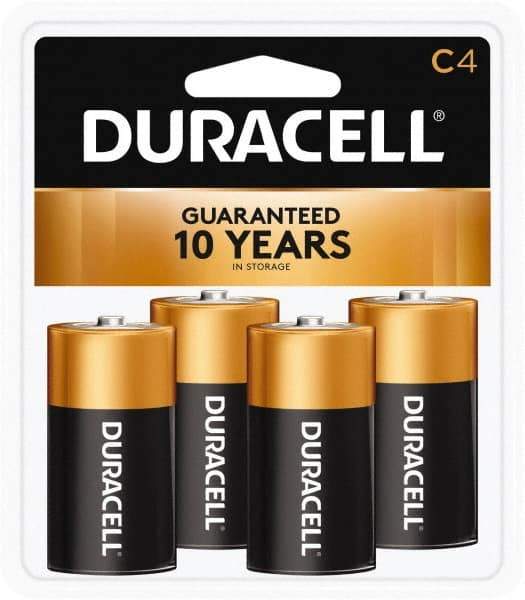 Duracell - Size C, Alkaline, 4 Pack, Standard Battery - 1.5 Volts, Button Tab Terminal - Caliber Tooling