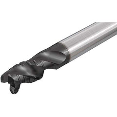 Iscar - 1" Diam, 2" LOC, 3 Flute Solid Carbide 45° Corner Chamfer Roughing End Mill - TiAlN Finish, 6" OAL, 1" Shank Diam, Single End, Centercutting, 38° Helix - Caliber Tooling