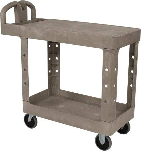 Rubbermaid - 500 Lb Capacity, 17" Wide x 38-3/8" Long x 32-1/4" High Standard Utility Cart - 2 Shelf, Plastic - Caliber Tooling