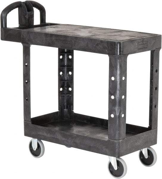 Rubbermaid - 500 Lb Capacity, 17" Wide x 38-3/8" Long x 32-1/4" High Standard Utility Cart - 2 Shelf, Plastic - Caliber Tooling