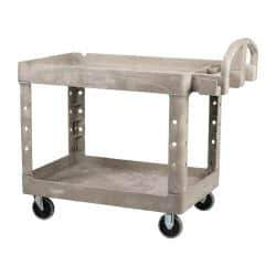 Rubbermaid - 500 Lb Capacity, 25" Wide x 43-7/8" Long x 32-3/4" High Standard Utility Cart - 2 Shelf, Plastic - Caliber Tooling