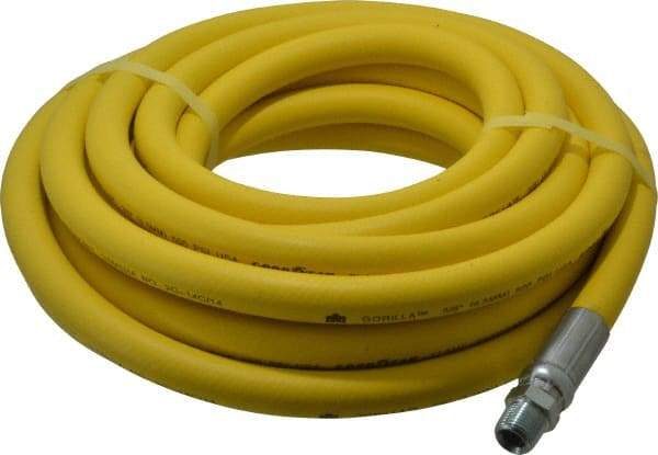 Continental ContiTech - 3/8" ID x 0.73" OD 25' Long Oil Resistant Air Hose - MNPT x MNPT Ends, 500 Working psi, -20 to 190°F, 3/8" Fitting, Yellow - Caliber Tooling