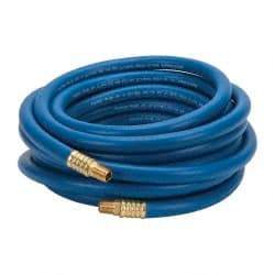 Continental ContiTech - 3/8" ID x 0.66" OD 25' Long Multipurpose Air Hose - MNPT x MNPT Ends, 300 Working psi, -10 to 158°F, 1/4" Fitting, Blue - Caliber Tooling