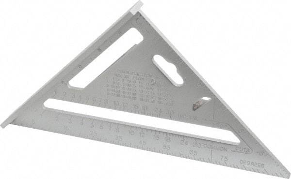 Empire Level - 7" Blade Length, Buffed Finish, Aluminum Rafter Square - 1/16", 0.083", 1/8" Graduation - Caliber Tooling