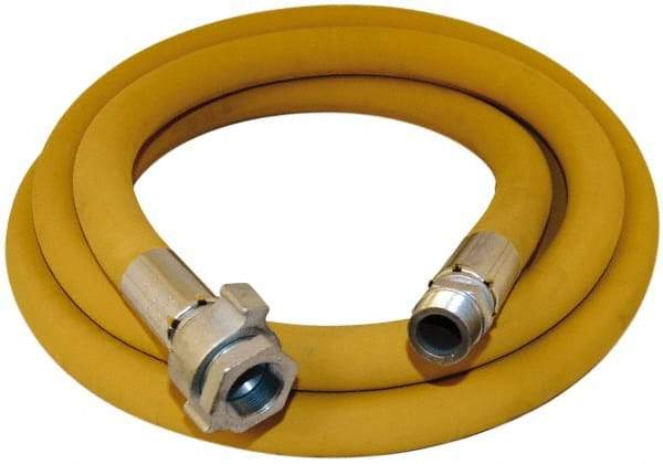 Alliance Hose & Rubber - 1-1/2" ID x 2.05" OD 50' Long Wire Braid Air Hose - Male NPT x Female NPT Ground Joint Swivel Ends, 600 Working psi, -22 to 176°F, 1-1/2" Fitting, Yellow - Caliber Tooling