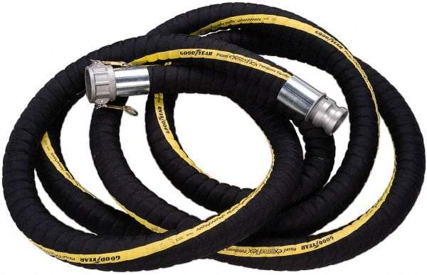 Alliance Hose & Rubber - 1-1/2" ID x 1.91" OD x 25' OAL, Cam & Groove Petroleum Transfer Hose - 250 Max Working psi, -40 to 200°F, 1.5" Bend Radius, 1-1/2" Fitting, Black - Caliber Tooling