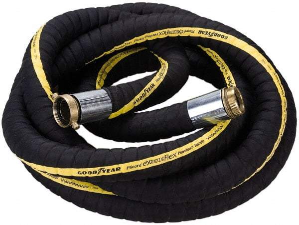 Alliance Hose & Rubber - 2" ID x 2.43" OD x 25' OAL, Male x Female Petroleum Transfer Hose - 250 Max Working psi, -40 to 200°F, 2" Bend Radius, 2" Fitting, Black - Caliber Tooling