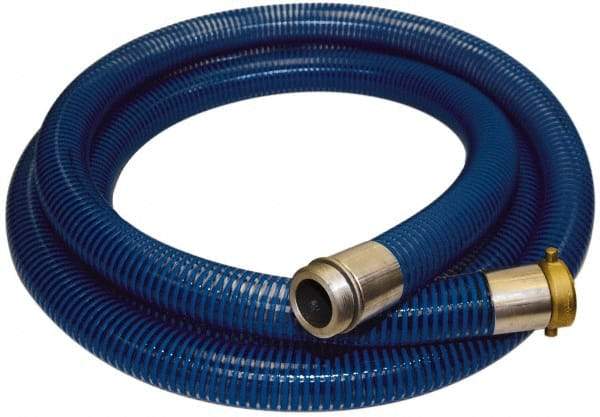 Alliance Hose & Rubber - -40 to 150°F, 4" Inside x 4-1/2" Outside Diam, PVC Liquid Suction & Discharge Hose - Transparent Blue, 20' Long, 29 Vacuum Rating, 55 psi Working Pressure - Caliber Tooling