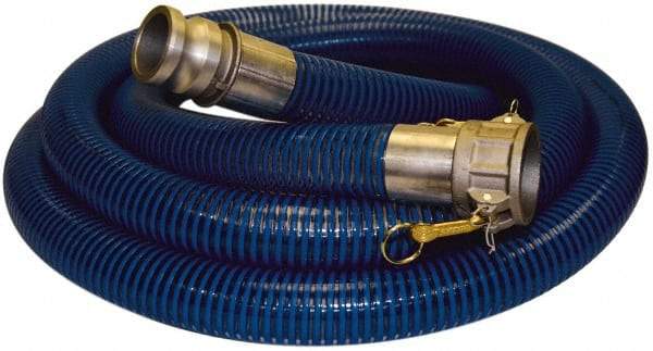 Alliance Hose & Rubber - -40 to 150°F, 4" Inside x 4-1/2" Outside Diam, PVC Liquid Suction & Discharge Hose - Transparent Blue, 25' Long, 29 Vacuum Rating, 55 psi Working Pressure - Caliber Tooling