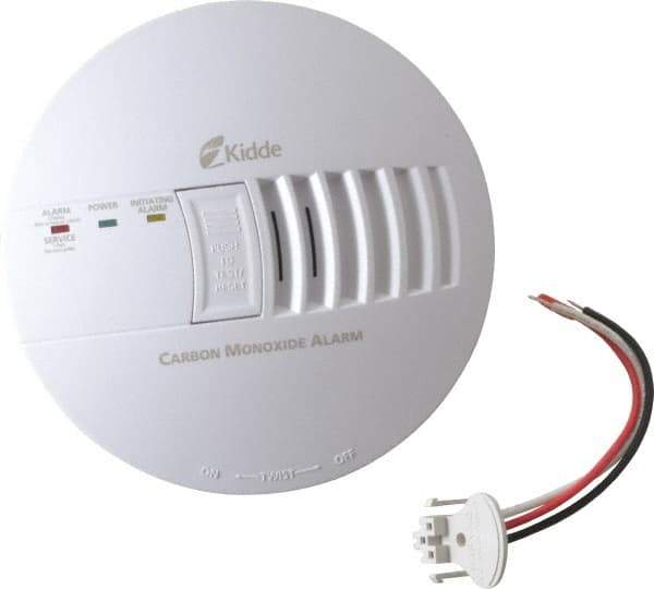 Kidde - 5-3/4 Inch Diameter, AC Wire In 120 Volt Carbon Monoxide Alarm - 85 dB Decibel Rating, 9V Battery Included, Tamper Resistant, Interconnectable - Caliber Tooling