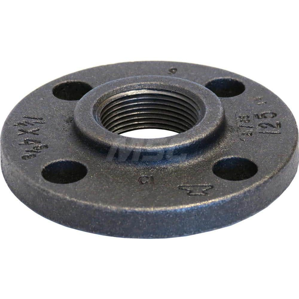 Black Flange: 4 x 9″, 125 psi, Threaded Cast Iron, Galvanized Finish, Class 125