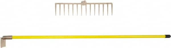 Ampco - Rake with 58" Straight Fiberglass Handle - 14-1/4" Blade Width, 14 Tines, 2-3/4" Tine Length - Caliber Tooling