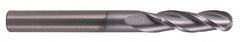 Hertel - 7/8" Diam, 1-1/2" LOC, 3 Flute Solid Carbide Ball End Mill - TiN Finish, Single End, 4" OAL, 7/8" Shank Diam - Caliber Tooling