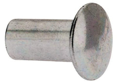 RivetKing - 0.084 to 0.09" Hole Diam, Round Head, Zinc Plated Steel, Semi Tubular Rivet - 7/32 Head Diam, 1/4" Length Under Head, 1/8 Body Diam - Caliber Tooling