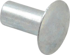 RivetKing - 0.1 to 0.17" Hole Diam, Round Head, Zinc Plated Steel, Semi Tubular Rivet - 5/16 Head Diam, 5/16" Length Under Head, 9/64 Body Diam - Caliber Tooling