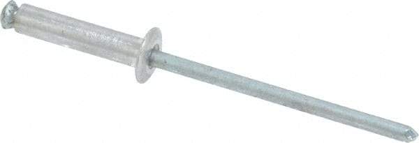 RivetKing - Dome Head Aluminum Peel Blind Rivet - Steel Mandrel, 1/8" to 0.354" Grip, 0.255" Head Diam, 0.129" Max Hole Diam, 0.551 to 0.590" Length Under Head, 1/8" Body Diam - Caliber Tooling