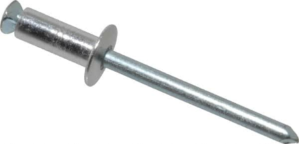 RivetKing - Dome Head Aluminum Peel Blind Rivet - Steel Mandrel, 0.188" to 0.354" Grip, 3/8" Head Diam, 0.196" Max Hole Diam, 0.551 to 0.590" Length Under Head, 3/16" Body Diam - Caliber Tooling