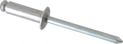 RivetKing - Dome Head Aluminum Peel Blind Rivet - Steel Mandrel, 0.157" to 0.315" Grip, 0.315" Head Diam, 0.165" Max Hole Diam, 0.472 to 0.511" Length Under Head, 5/32" Body Diam - Caliber Tooling