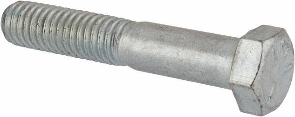 Made in North America - 3/8-16 UNC, 2-1/8" Length Under Head Hex Head Cap Screw - Partially Threaded, Grade 5 Steel, Zinc-Plated Finish, 9/16" Hex - Caliber Tooling