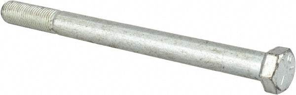 Made in USA - 7/16-20 UNF, 5-1/2" Length Under Head Hex Head Cap Screw - Partially Threaded, Grade 5 Steel, Zinc-Plated Finish, 5/8" Hex - Caliber Tooling