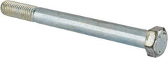 Made in USA - 9/16-12 UNC, 6" Length Under Head Hex Head Cap Screw - Partially Threaded, Grade 5 Steel, Zinc-Plated Finish, 13/16" Hex - Caliber Tooling