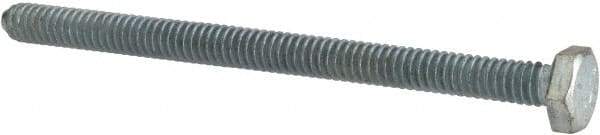 Made in USA - 1/4-20 UNC, 3-1/2" Length Under Head Hex Head Cap Screw - Fully Threaded, Grade 5 Steel, Zinc-Plated Finish, 7/16" Hex - Caliber Tooling