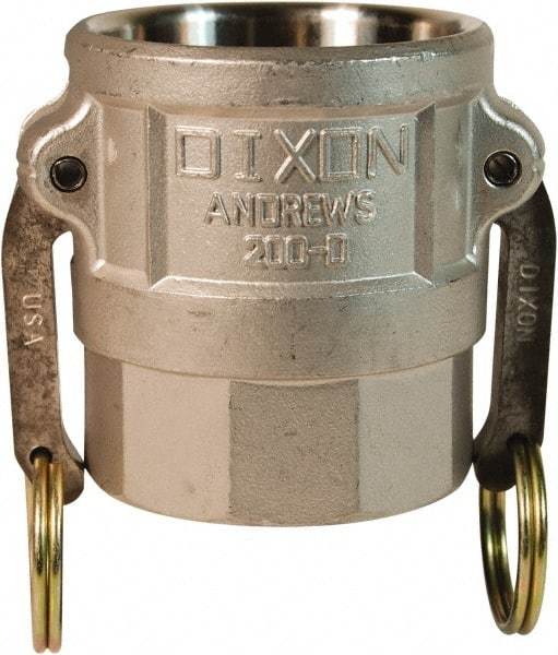 Dixon Valve & Coupling - 1-1/2" Stainless Steel Cam & Groove Suction & Discharge Hose Female Coupler Female NPT Thread - Part D, 1-1/2" Thread, 250 Max psi - Caliber Tooling