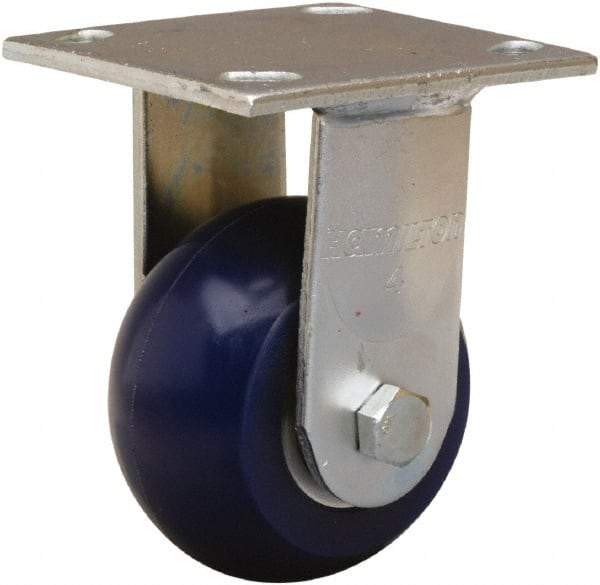 Hamilton - 4" Diam x 2" Wide x 5-5/8" OAH Top Plate Mount Rigid Caster - Polyurethane on Aluminum, 300 Lb Capacity, Sealed Precision Ball Bearing, 4 x 4-1/2" Plate - Caliber Tooling