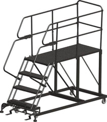 Ballymore - 98" 6 Step Single Entry Work Platform - Rolling Work Platform, 800 Lb Capacity, 60" Platform Height, 33" Base Width x 102" Base Depth, Heavy-Duty Serrated Grating - Caliber Tooling