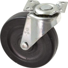 Shepherd - 3" Diam x 13/16" Wide x 3-1/2" OAH Top Plate Mount Swivel Caster - Soft Rubber, 110 Lb Capacity, Nylon Bearing, 1-3/16 x 2" Plate - Caliber Tooling