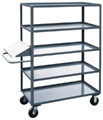 Jamco - 3,000 Lb Capacity, 5 Shelf, Steel Stock Truck - 30" Long x 48" Wide x 68" High, 6" Diam Phenolic Wheels - Caliber Tooling