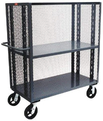 Jamco - 2,000 Lb Capacity, 2 Shelf, 3-Sided Steel Mesh Stock Truck - 48" Long x 30" Wide x 57" High, 6" Diam Phenolic Wheels - Caliber Tooling