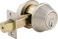 Master Lock - Up to 1-3/4" Door Thickness, Brushed Chrome Finish, Double Cylinder Deadbolt - Exact Industrial Supply