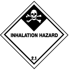 NMC - Accident Prevention Label - Legend: Inhalation Hazard, English, Black & White, 4" Long x 4" High, Sign Muscle Finish - Caliber Tooling