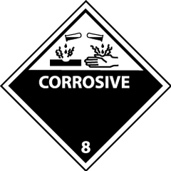 NMC - Corrosive DOT Shipping Label - 4" High x 4" Wide - Caliber Tooling