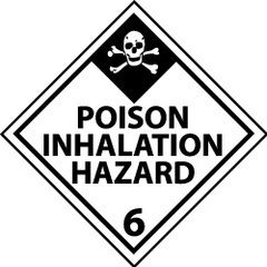 NMC - Accident Prevention Label - Legend: Poison Inhalation Hazard, English, Black & White, 4" Long x 4" High, Sign Muscle Finish - Caliber Tooling