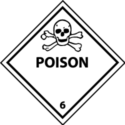 NMC - Poison DOT Shipping Label - 4" High x 4" Wide - Caliber Tooling