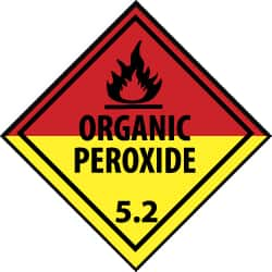 NMC - Safety & Facility Label - Legend: Organic Peroxide 5.2, English, Black, Red, Black & Yellow, 4" Long x 4" High, Sign Muscle Finish - Caliber Tooling