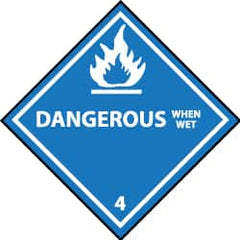 NMC - Dangerous When Wet DOT Shipping Label - 4" High x 4" Wide - Caliber Tooling