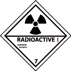 NMC - Accident Prevention Label - Legend: Radioactive I Contents: Activity:, English, Black, Magenta & White, 4" Long x 4" High, Sign Muscle Finish - Caliber Tooling