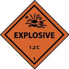 NMC - Accident Prevention Label - Legend: Explosive 1.2C, English, Black & Orange, 4" Long x 4" High, Sign Muscle Finish - Caliber Tooling