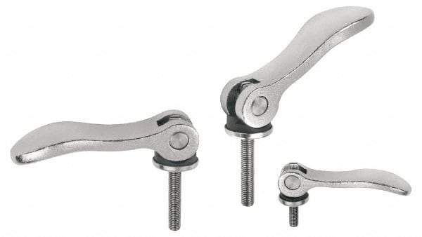 KIPP - M6 x 1.0, 0.59" Hub Diam, Stainless Steel Adjustable Clamping Handle - 1.57" Stud Length - Caliber Tooling