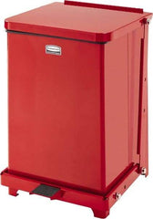 Rubbermaid - 7 Gal Square Unlabeled Trash Can - 17" High x 12" Long x 12" Wide, Red, Stainless Steel - Caliber Tooling