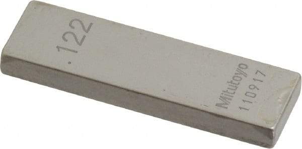 Mitutoyo - 0.122" Rectangular Steel Gage Block - Accuracy Grade 0, Includes Certificate of Inspection - Caliber Tooling