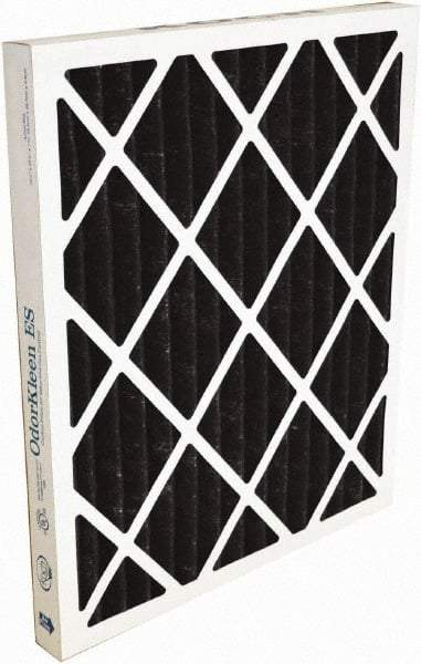 Made in USA - 24" Noml Height x 24" Noml Width x 2" Noml Depth, 70% Capture Efficiency, Wire-Backed Pleated Air Filter - MERV 8, Cotton/Polyester & Activated Carbon, Integrated Beverage Board Frame, 500 Max FPM, 2,000 CFM, For Any Unit - Caliber Tooling