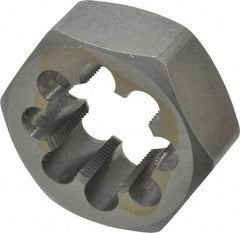 Interstate - 1-3/8 - 18 UNEF Thread, 2-3/8" Hex, Right Hand Thread, Hex Rethreading Die - Carbon Steel, 1" Thick - Exact Industrial Supply