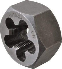 Interstate - 11/16-24 UNEF Thread, 1-7/16" Hex, Right Hand Thread, Hex Rethreading Die - Carbon Steel, 3/4" Thick - Exact Industrial Supply