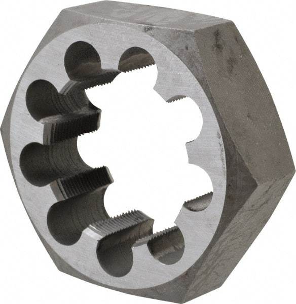 Interstate - 2-1/4 - 16 UNS Thread, 3-1/2" Hex, Right Hand Thread, Hex Rethreading Die - Carbon Steel, 1-1/4" Thick - Exact Industrial Supply