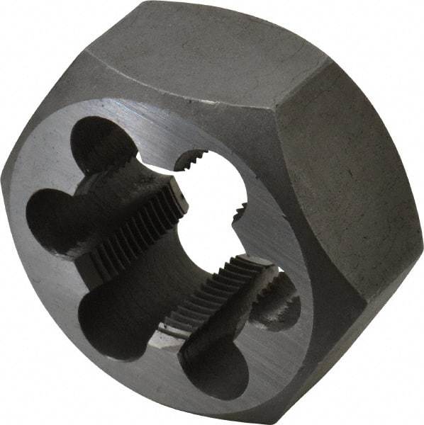 Interstate - M28x1.50 Metric Fine Thread, 2" Hex, Right Hand Thread, Hex Rethreading Die - Carbon Steel, 1" Thick - Exact Industrial Supply